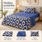 Juego de sábanas semimatrimonial 1.20 m, diseño Geométrico Azul y Mostaza – medidas para cama de 1.20 m
