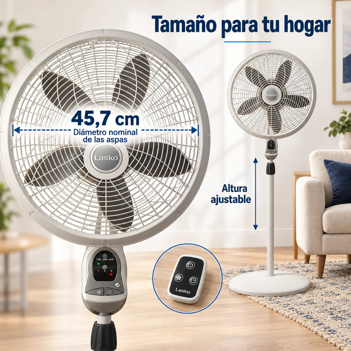 Ventilador de pedestal Lasko 18 pulgadas con control remoto – tamaño: aspas de 45.7 cm