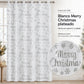 Cortina navideña Pasión Guajira Elfo blanca con letras Merry Christmas y copos plateados – diseño de la variante