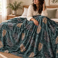 Frazada estampada afelpada 200 x 240 cm, diseño Hojas Tropicales Verde – suavidad y confort