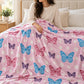 Frazada estampada afelpada 200 x 240 cm, diseño Mariposas Rosa – suavidad y confort