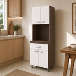 Gabinete de cocina en Chocolate y Blanco, vista general premium