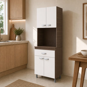 Gabinete de cocina en Chocolate y Blanco, vista general premium