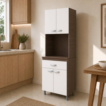 Gabinete de cocina en Chocolate y Blanco, vista general premium