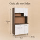 Guía de dimensiones del gabinete de cocina grande en Chocolate y Blanco: 171 x 91 x 37 cm
