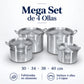 Mega set de 4 ollas de aluminio Alinter de 30 a 40 cm con 4 tapas