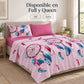 Juego de sábanas 4 piezas estampado con atrapasueños rosa – disponible en full y queen