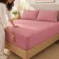 Forro ajustable liso con 2 sobrefundas bordadas, color Rosa Viejo – uso diario