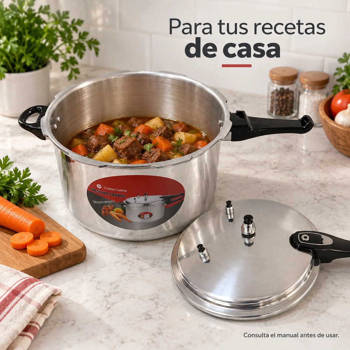 Olla de presión de aluminio de 9 litros – en uso cotidiano