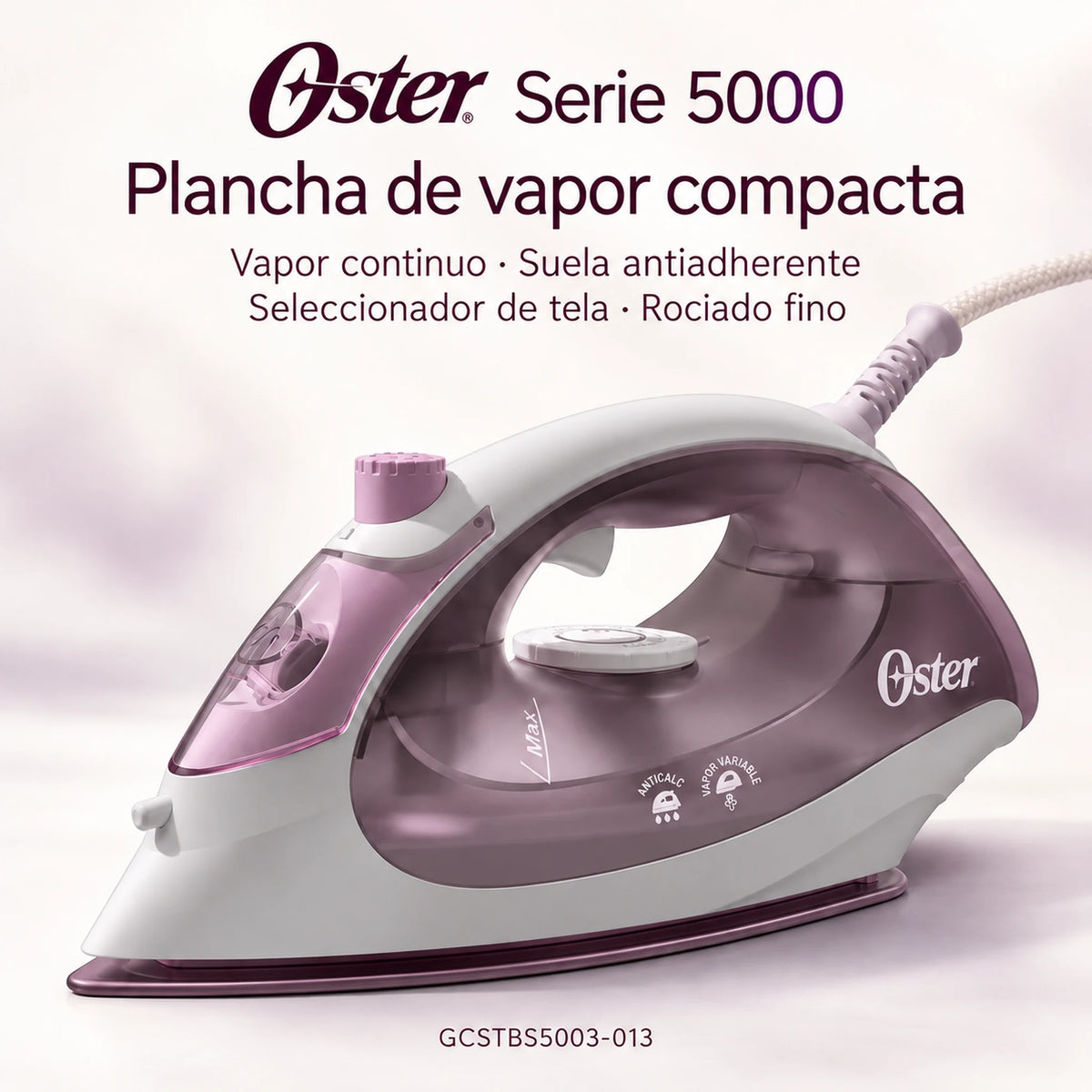 Plancha de vapor compacta rosada – resumen de características