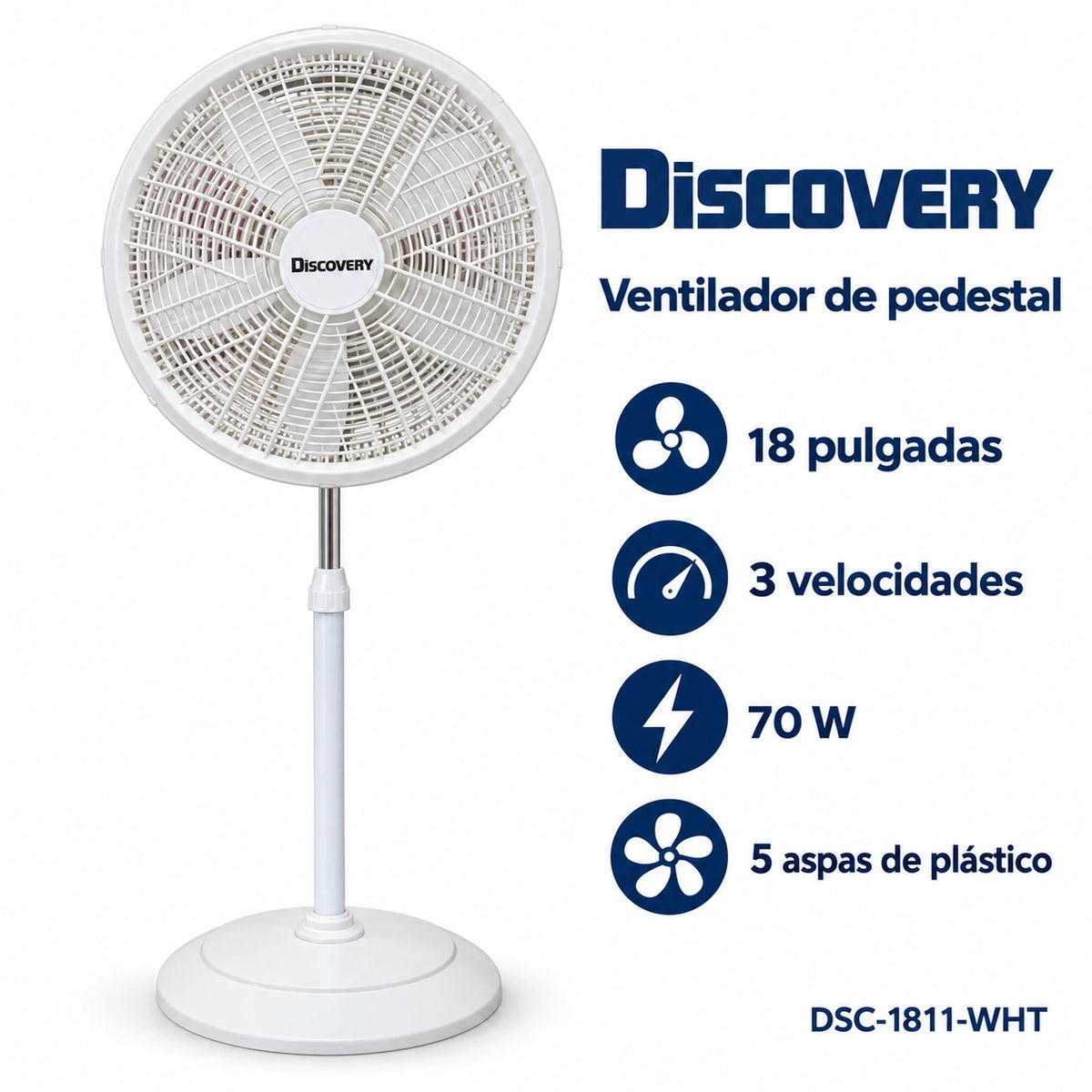 Ventilador de pedestal blanco de 18 pulgadas – resumen de características