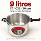Olla de presión de aluminio de 9 litros – capacidad y diámetro