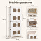 Guía de medidas del organizador modular de plástico de 4 niveles, doble acceso y ruedas