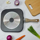 Batería de Cocina 10 Piezas Aluminio Antiadherente Negro con Mangos Tipo Madera y Tapas de Vidrio Templado | Bergmann