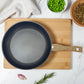 Batería de Cocina 10 Piezas Aluminio Antiadherente Negro con Mangos Tipo Madera y Tapas de Vidrio Templado | Bergmann