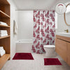 Juego de Cortina y Alfombras para Baño 15 Piezas Colección Primavera - Rojo