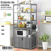 Estante de Cocina 50x30x138cm con Espacio para Microondas y Almacenaje - Gris/Gris
