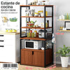 Estante de Cocina 50x30x138cm con Espacio para Microondas y Almacenaje - Café Caoba/Negro