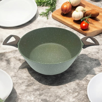 Batería de Cocina Antiadherente Marmolizada Granito de 8 Piezas Olive