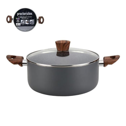 Olla Dutch Oven Proctor Silex 3.6 Litros Antiadherente de Aluminio Gris con Mangos de Madera