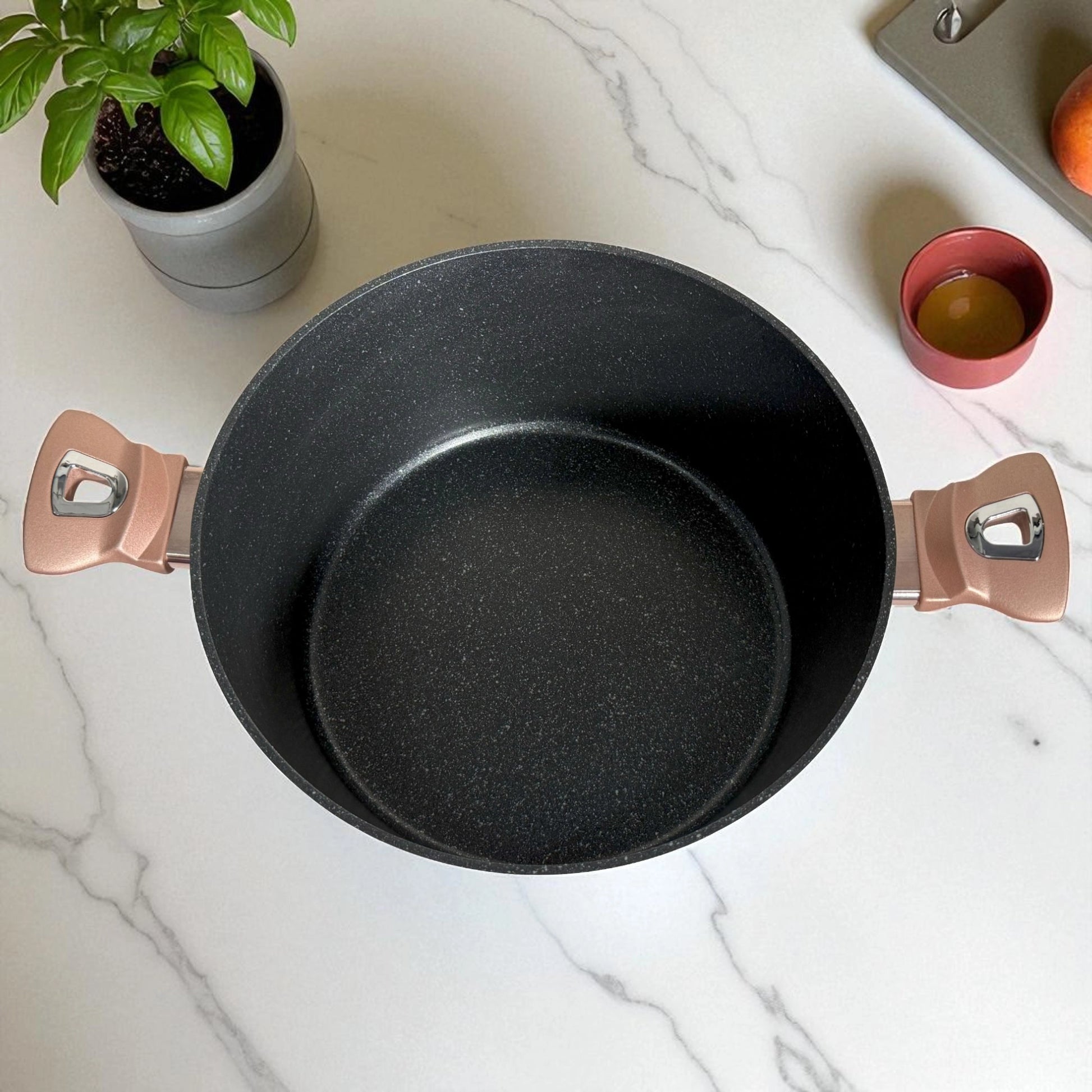 Interior de olla Berlinger Haus Rosegold de 30 cm con revestimiento de mármol antiadherente