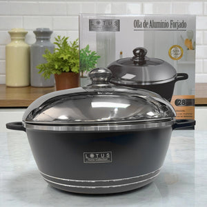 Base metálica antideslizante de olla Lotus Home Collection de 28 cm, diseño circular ideal para cocinas de inducción