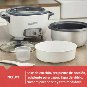 Olla Arrocera Digital Black+Decker – 14 Tazas con Funciones Automáticas y Vaporera