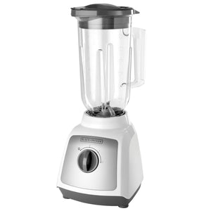 Licuadora Black+Decker DURAPRO modelo BLBD202GW vista frontal – diseño compacto con perilla de control