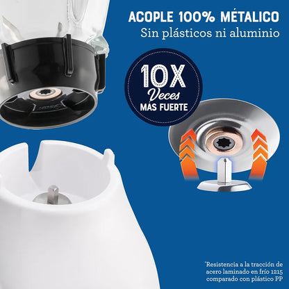 Licuadora Oster® 800W, 2 velocidades + pulso, vaso de vidrio Boroclass BLSTKAGWPB