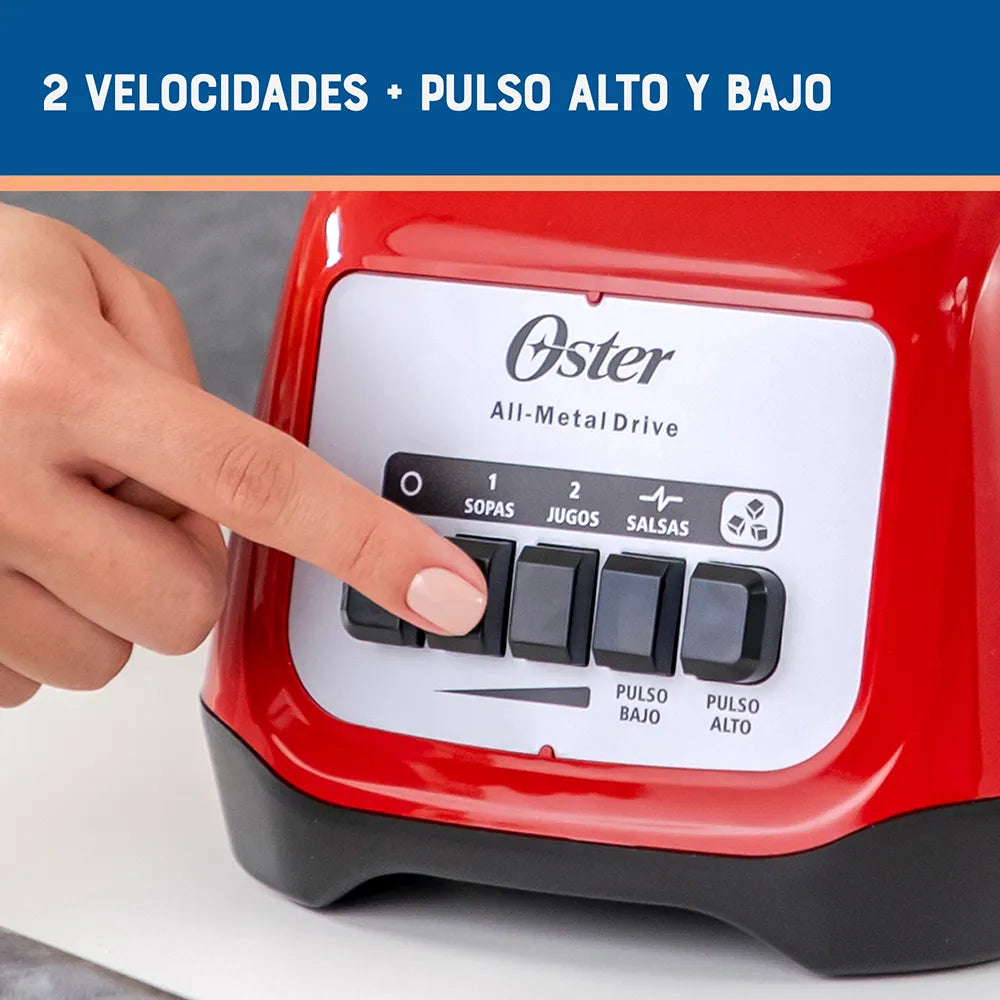 Licuadora Oster® 800W, 2 velocidades + pulso, vaso de plástico 1.25L BLSTKAP-RPB-2 | Ambienta Home Decor