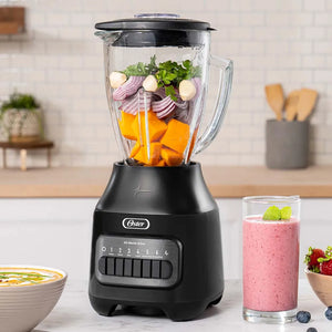 Licuadora Oster® de 6 Velocidades con Vaso de Vidrio Boroclass 1.5L y Motor 800W – Pica Hielo y Turbo