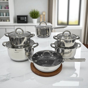 Batería de Cocina Kaiserhoff de 12 Piezas – Acero Inoxidable y Sartén Antiadherente