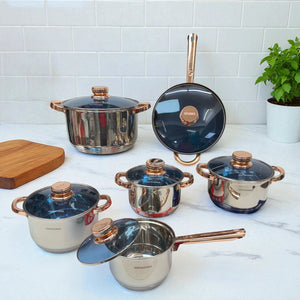 Set de Ollas HOFFAVORER 12 Piezas – Acero Inoxidable 304, Fondo 7 Capas, Apto para Inducción