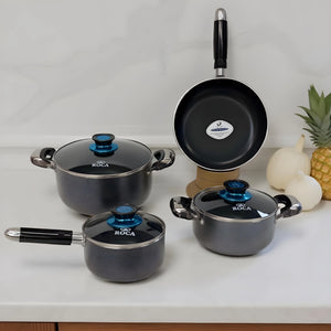 Batería de Cocina Antiadherente ROCA de 7 Piezas