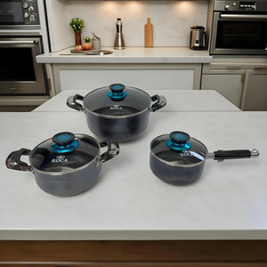 Batería de Cocina Antiadherente ROCA de 7 Piezas