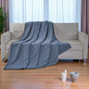 Cobija Tejida Tipo Franela 220x220cm – Modelo Roma Collection | Ultra Suave 1140g | Varios Colores (Gris) - Azul_Celeste