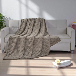 Cobija Tejida Tipo Franela 220x220cm – Modelo Roma Collection | Ultra Suave 1140g | Varios Colores (Gris)