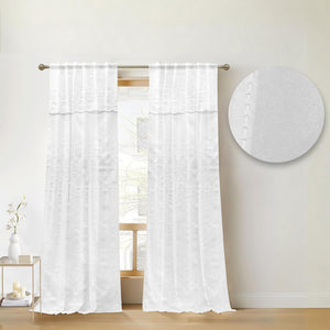 Par de Cortinas Bordadas con Cenefa y Velo Para Sala Colección Sana