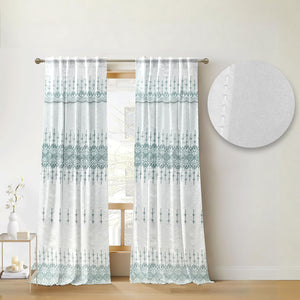 Panel de Cortinas Bordadas con Cenefa y Velo Para Sala Colección Sana - ambientado en el hogar