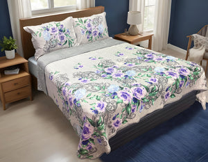 Juego de Cubrecama Estampado Reversible 3 Piezas Textura de Melocotón Colección Emma - ambientado en el hogar