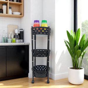 Estante Organizador Multifuncional de Plástico con Ruedas | 3 Niveles Plegable