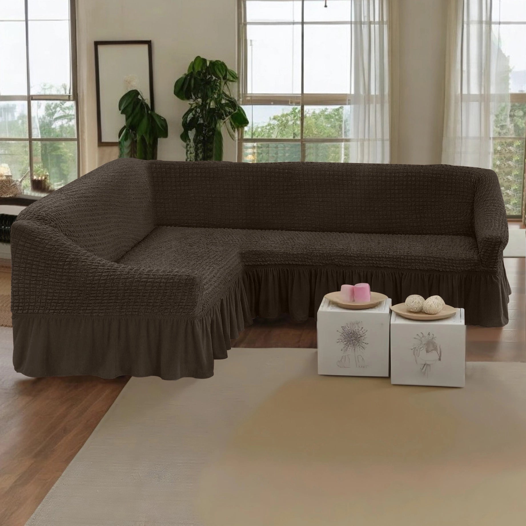 Forro de Mueble tipo L Textura Burbuja Chocolate