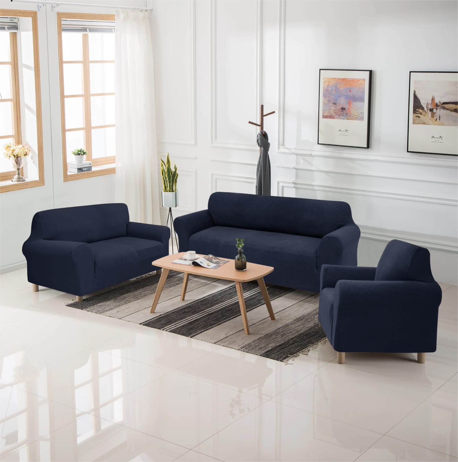 Forros de sillones de 321 asientos sin revuelo color azul negro