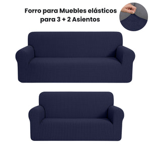 Forros para Muebles 3+2 Plazas | Elástico Set de 2 Piezas Lavable – Ajuste Universal y Antimanchas Smiling Home