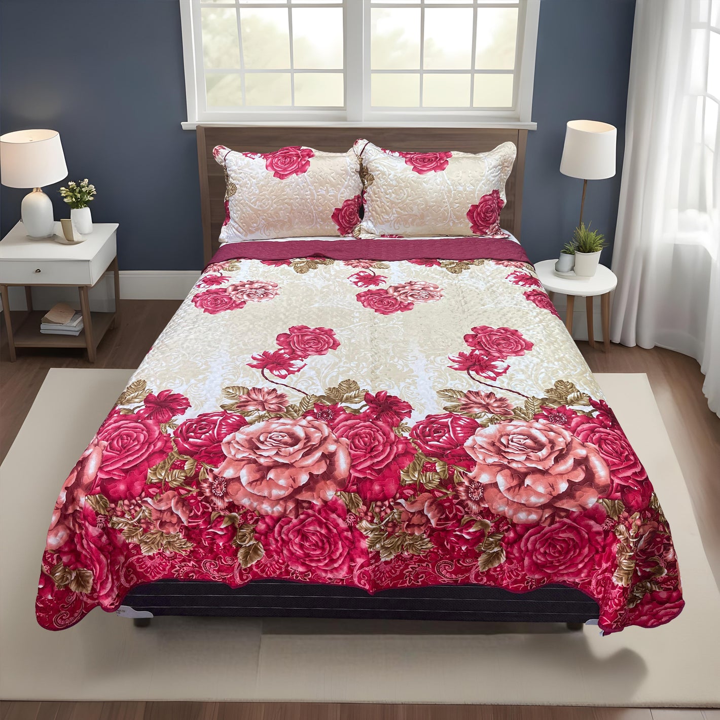 Set de Cubrecama Reversible Suave Tipo Melocotón de 3 Piezas Kelly