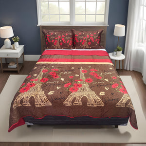 Set de Cubrecama Reversible Suave Tipo Melocotón de 3 Piezas Kelly - ambientado en el hogar