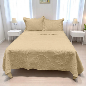 Juego de Cubrecama Bordado Reversible de 3 Piezas