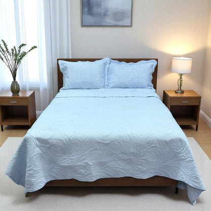 Juego de Cubrecama Bordado Reversible de 3 Piezas