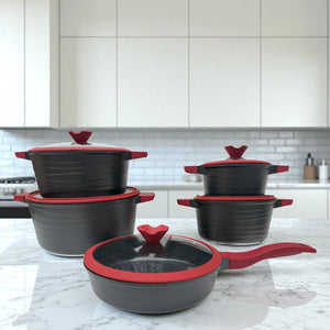 Set de Ollas Antiadherentes BMN Collection 10 Piezas con Tapas de Vidrio