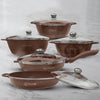 Set de Ollas Epicure con Recubrimiento de Mármol - 2 Colores (10 Piezas) - Chocolate Granito